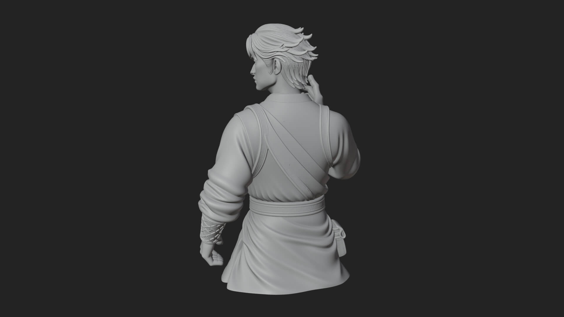 White Robe Young Master Bust Design 1 3D Print Model 3D Model