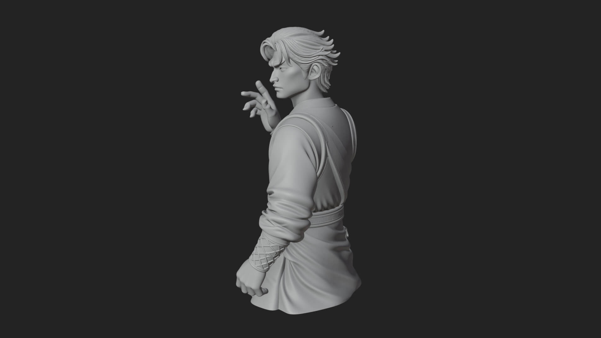 White Robe Young Master Bust Design 1 3D Print Model 3D Model