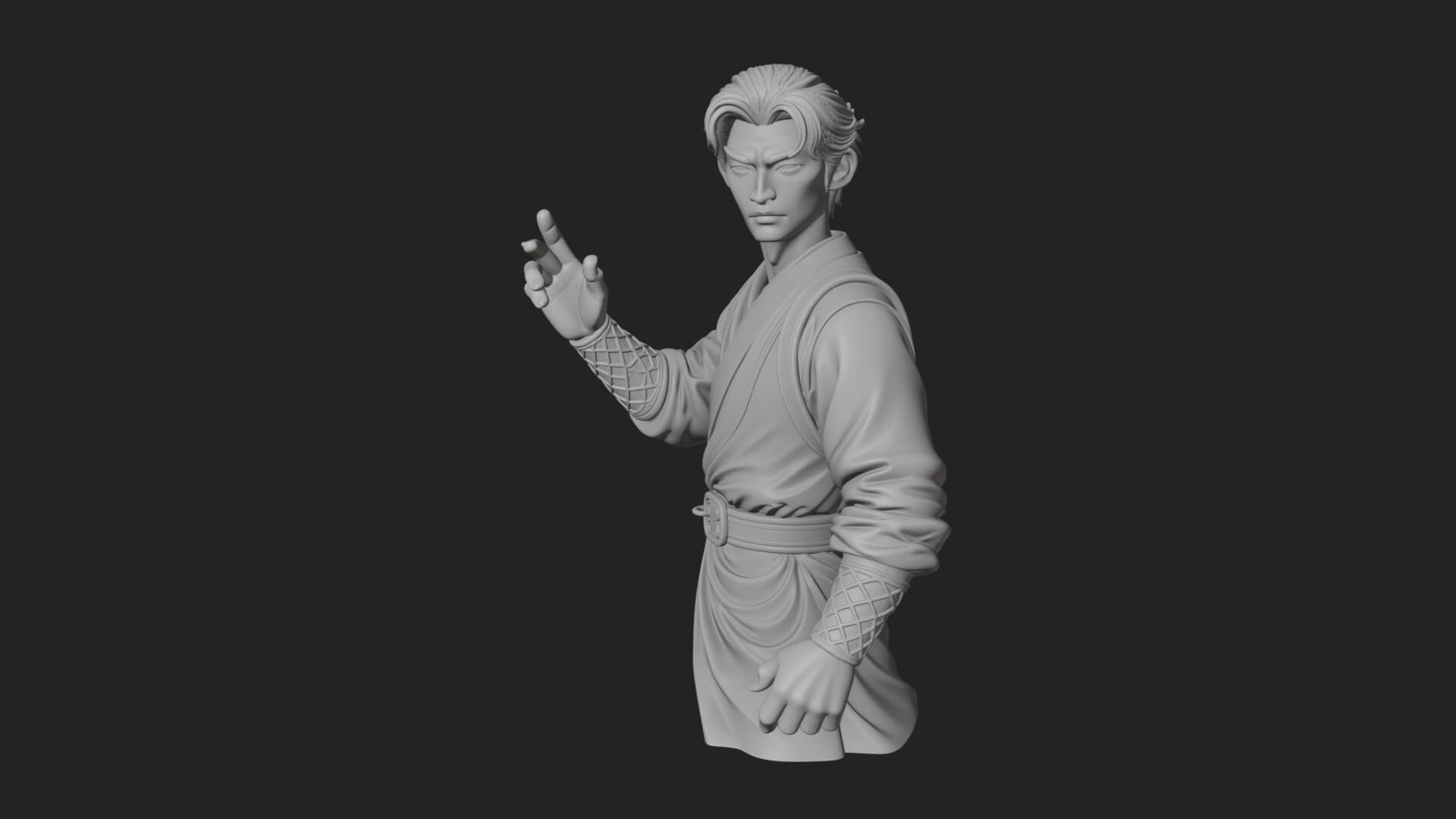 White Robe Young Master Bust Design 1 3D Print Model 3D Model