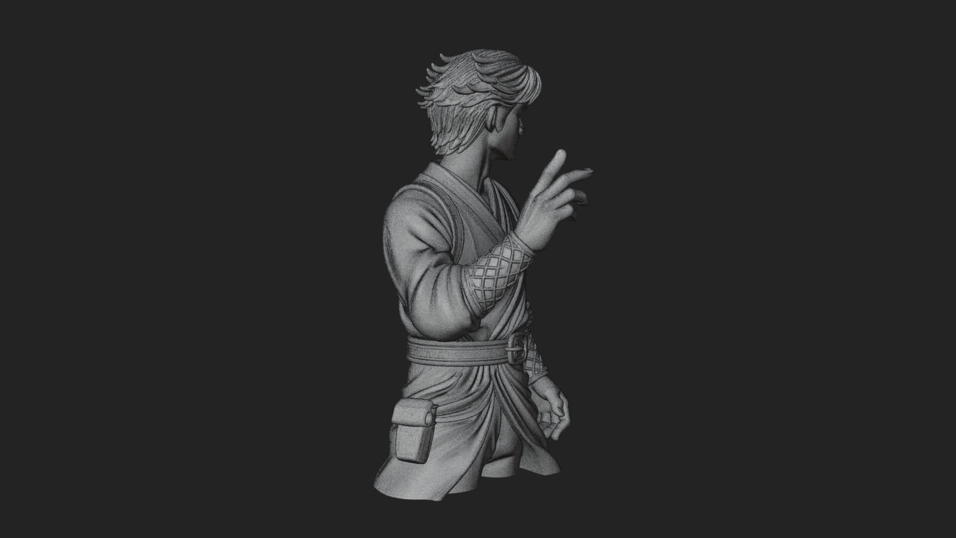 White Robe Young Master Bust Design 1 3D Print Model 3D Model
