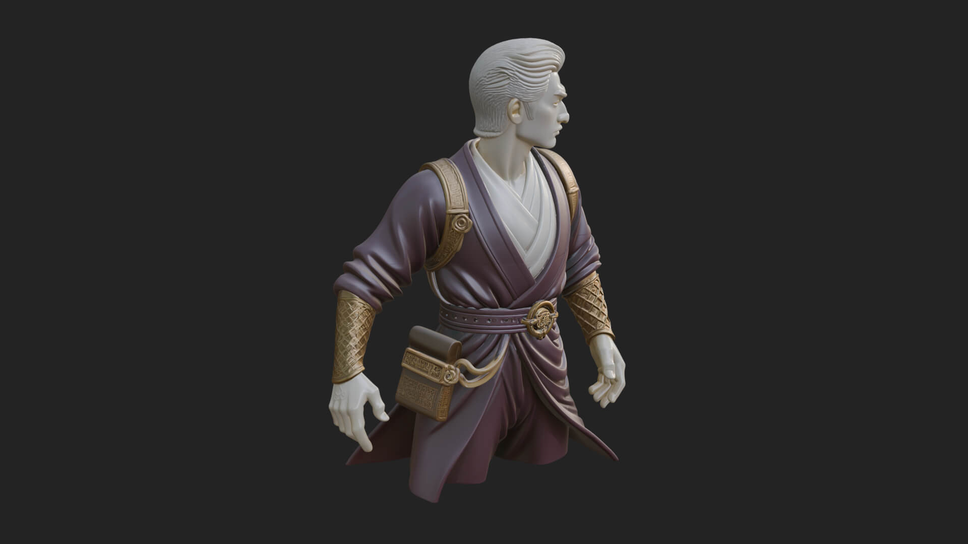 White Robe Young Master Bust Design 2 3D Print Model 3D Model