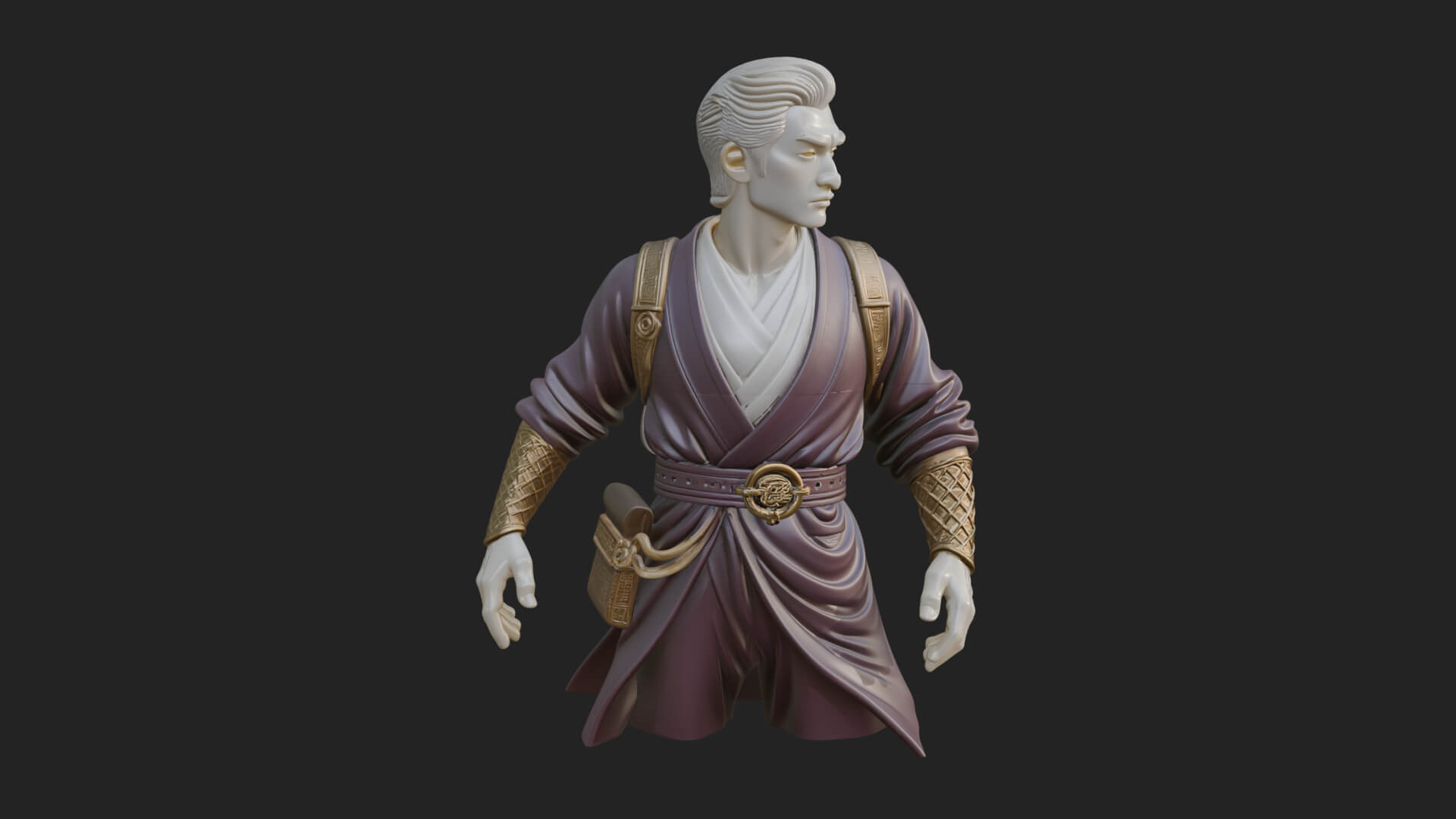 White Robe Young Master Bust Design 2 3D Print Model 3D Model