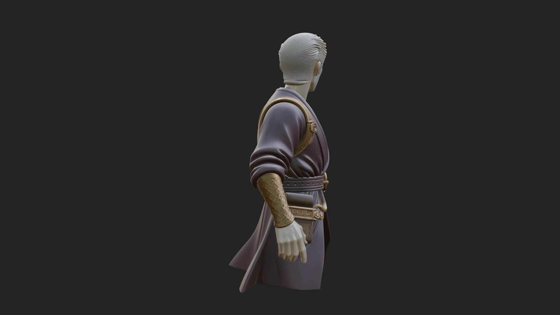 White Robe Young Master Bust Design 2 3D Print Model 3D Model