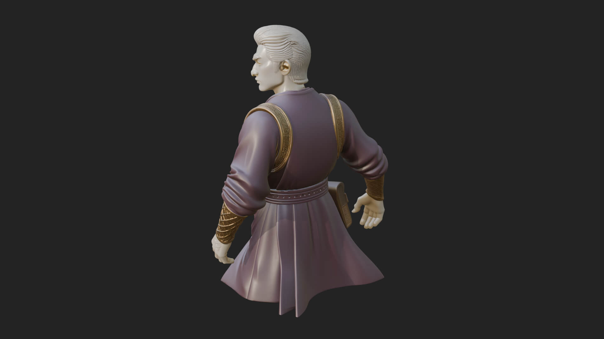 White Robe Young Master Bust Design 2 3D Print Model 3D Model