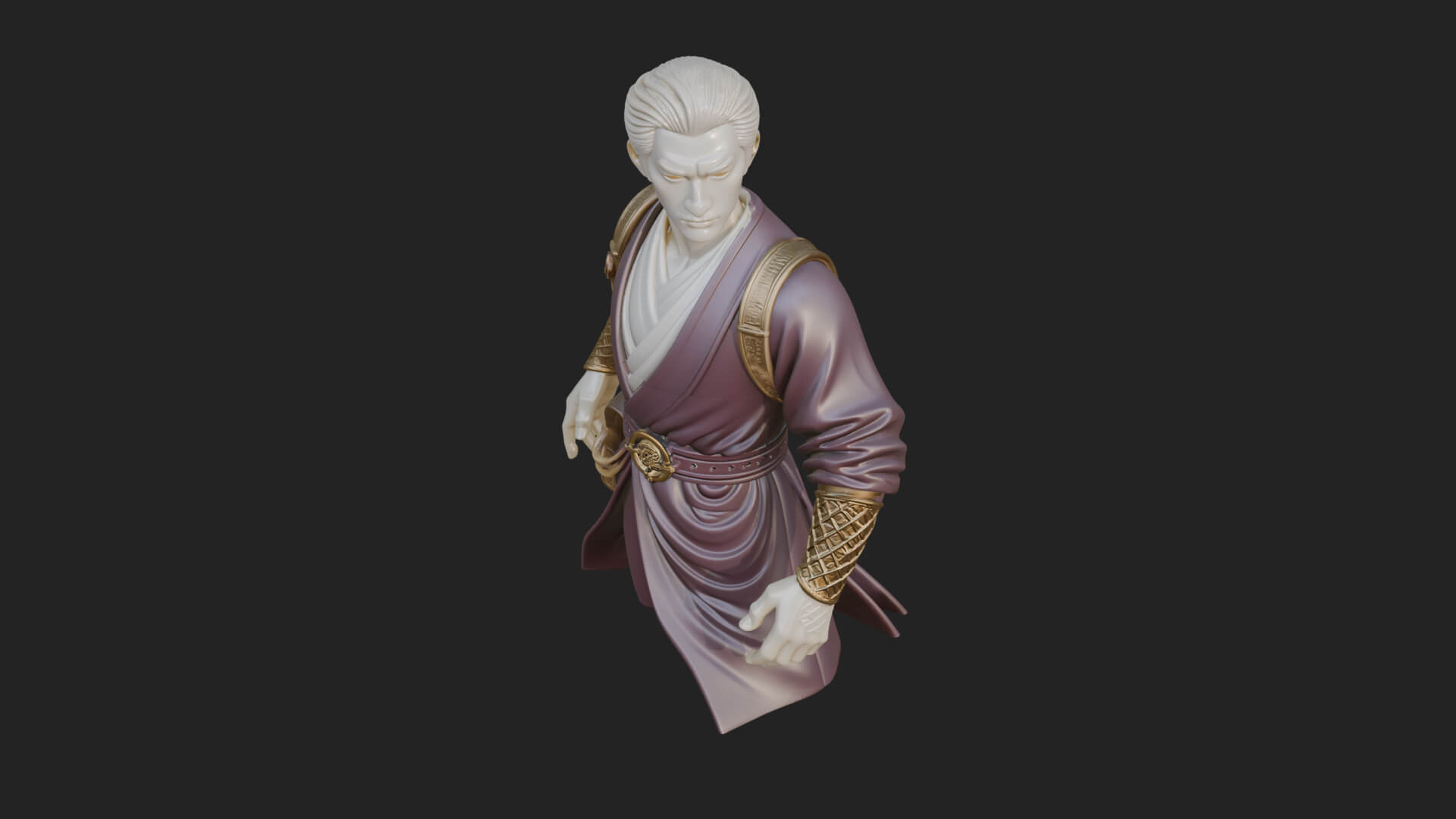White Robe Young Master Bust Design 2 3D Print Model 3D Model
