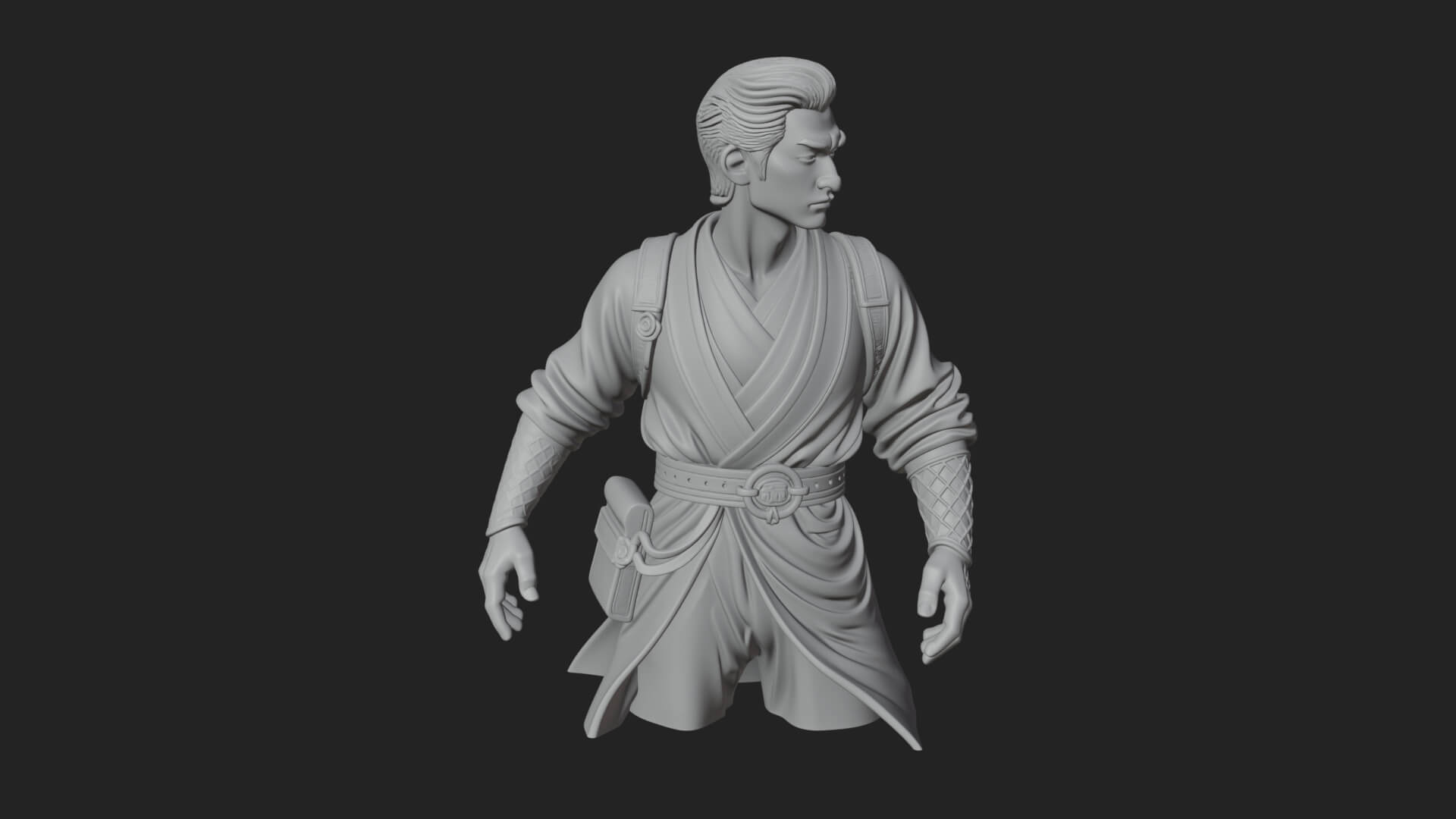 White Robe Young Master Bust Design 2 3D Print Model 3D Model