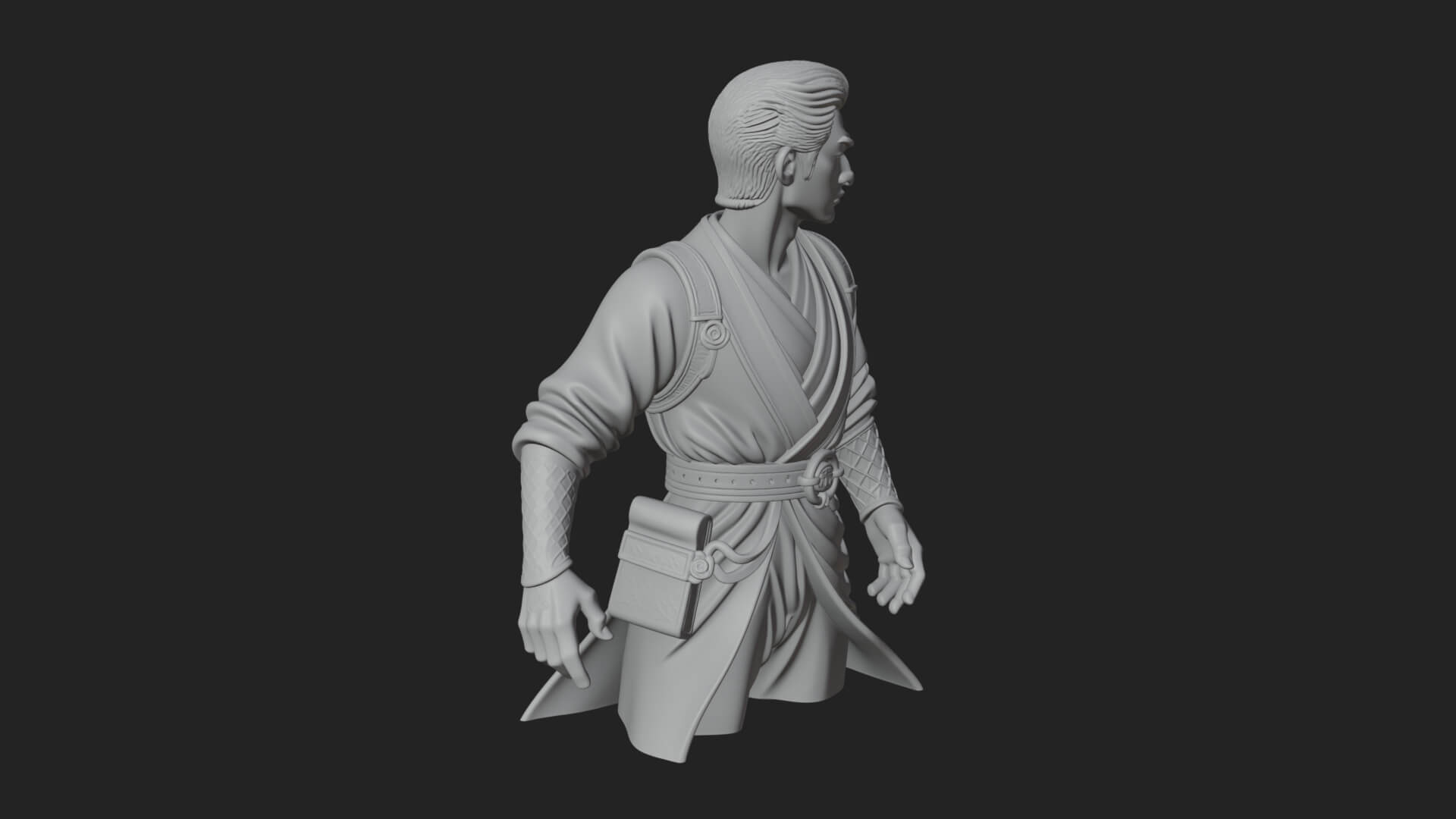White Robe Young Master Bust Design 2 3D Print Model 3D Model