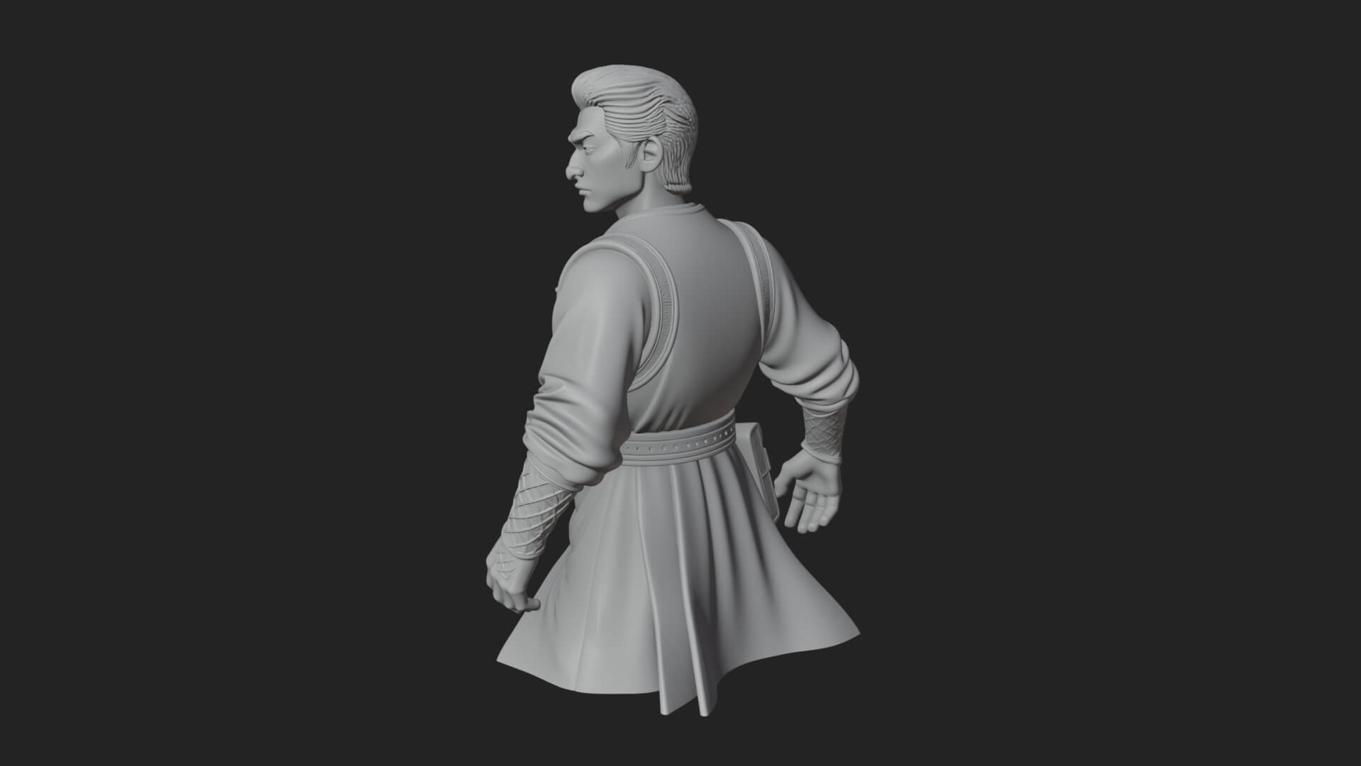 White Robe Young Master Bust Design 2 3D Print Model 3D Model