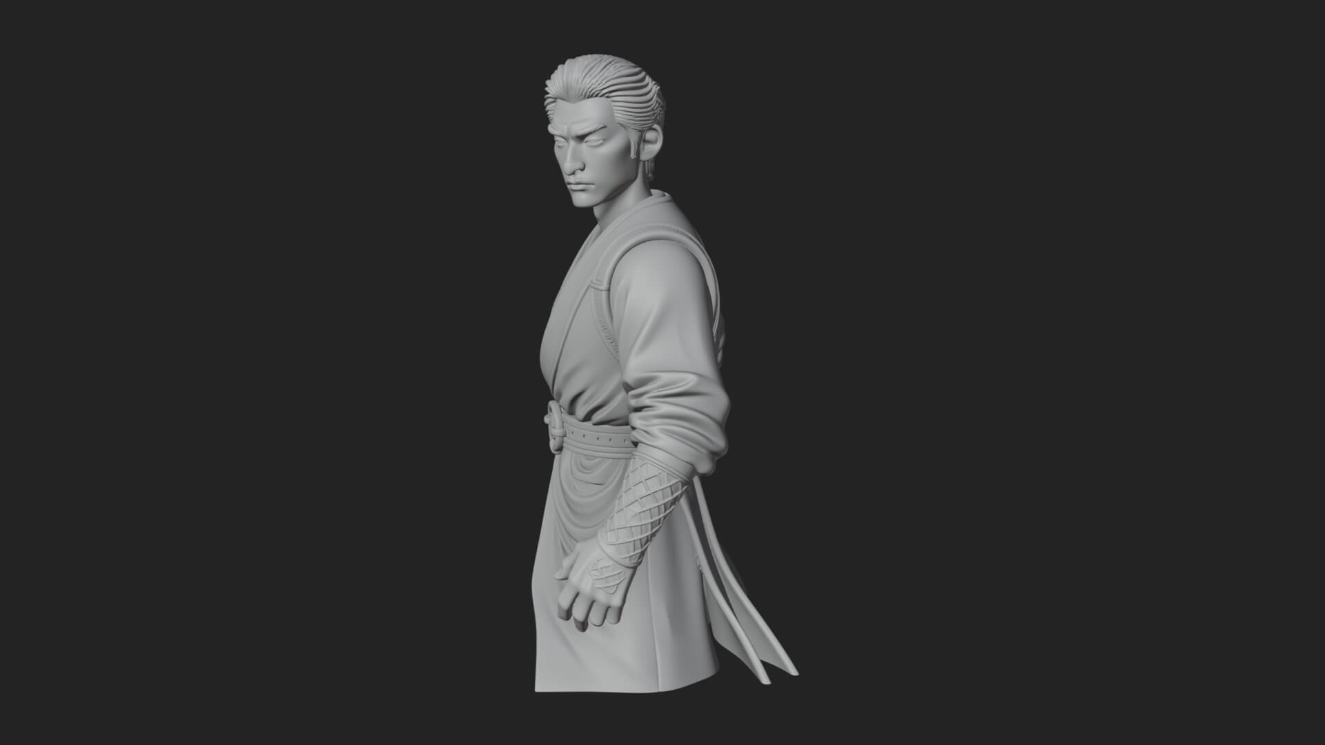 White Robe Young Master Bust Design 2 3D Print Model 3D Model
