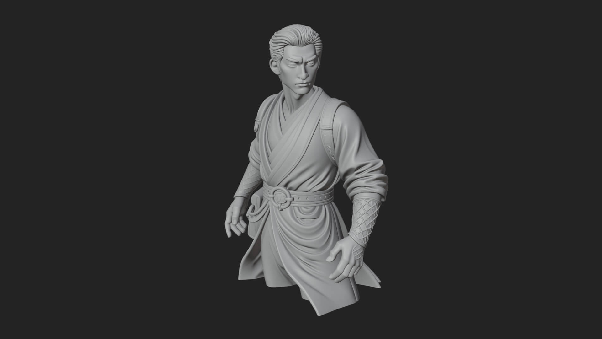 White Robe Young Master Bust Design 2 3D Print Model 3D Model