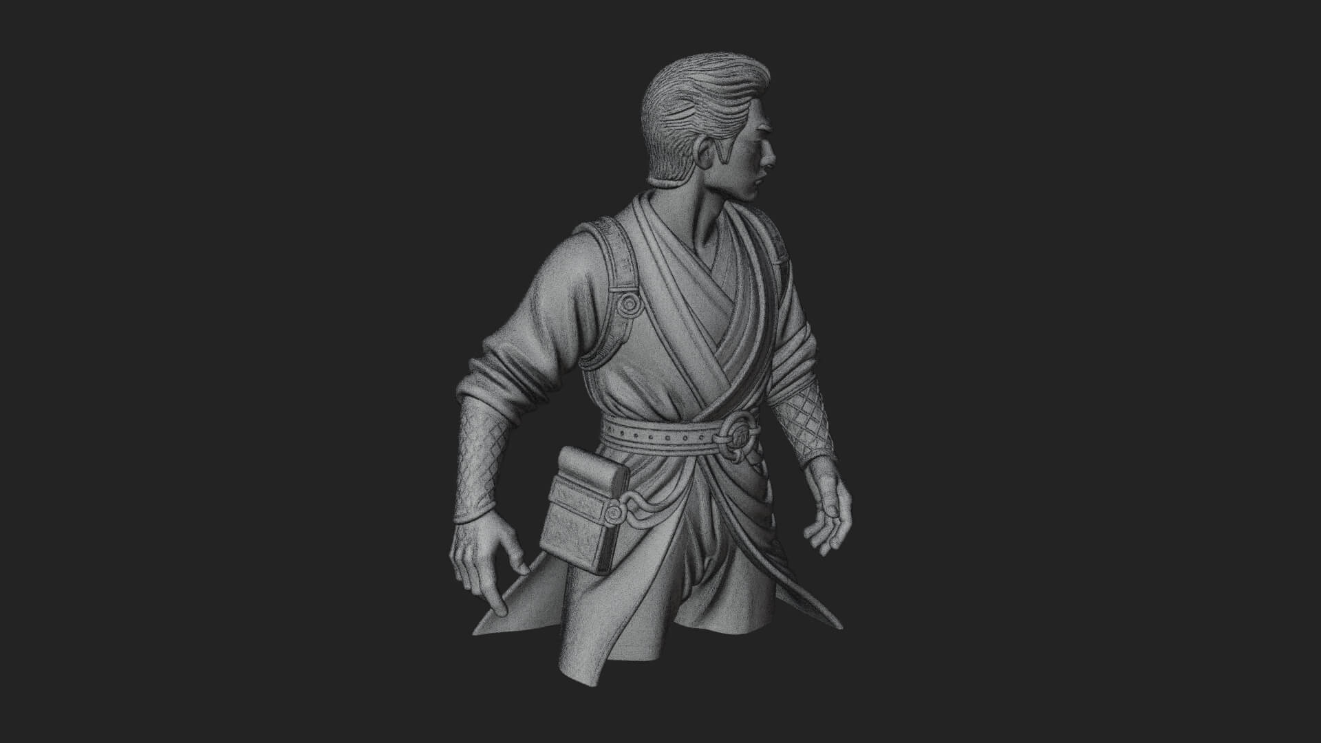 White Robe Young Master Bust Design 2 3D Print Model 3D Model