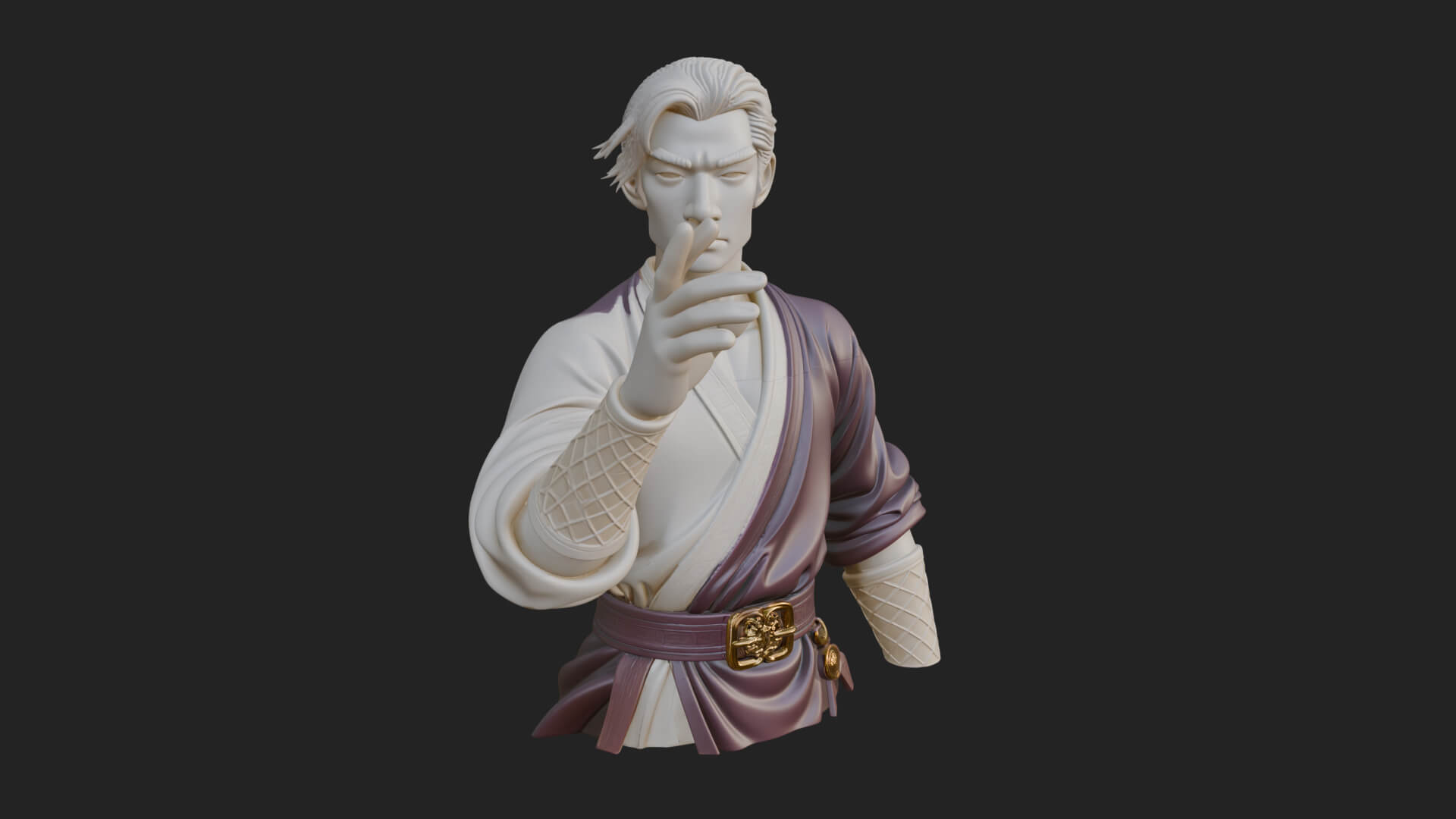 White Robe Young Master Bust Design 3 3D Print Model 3D Model