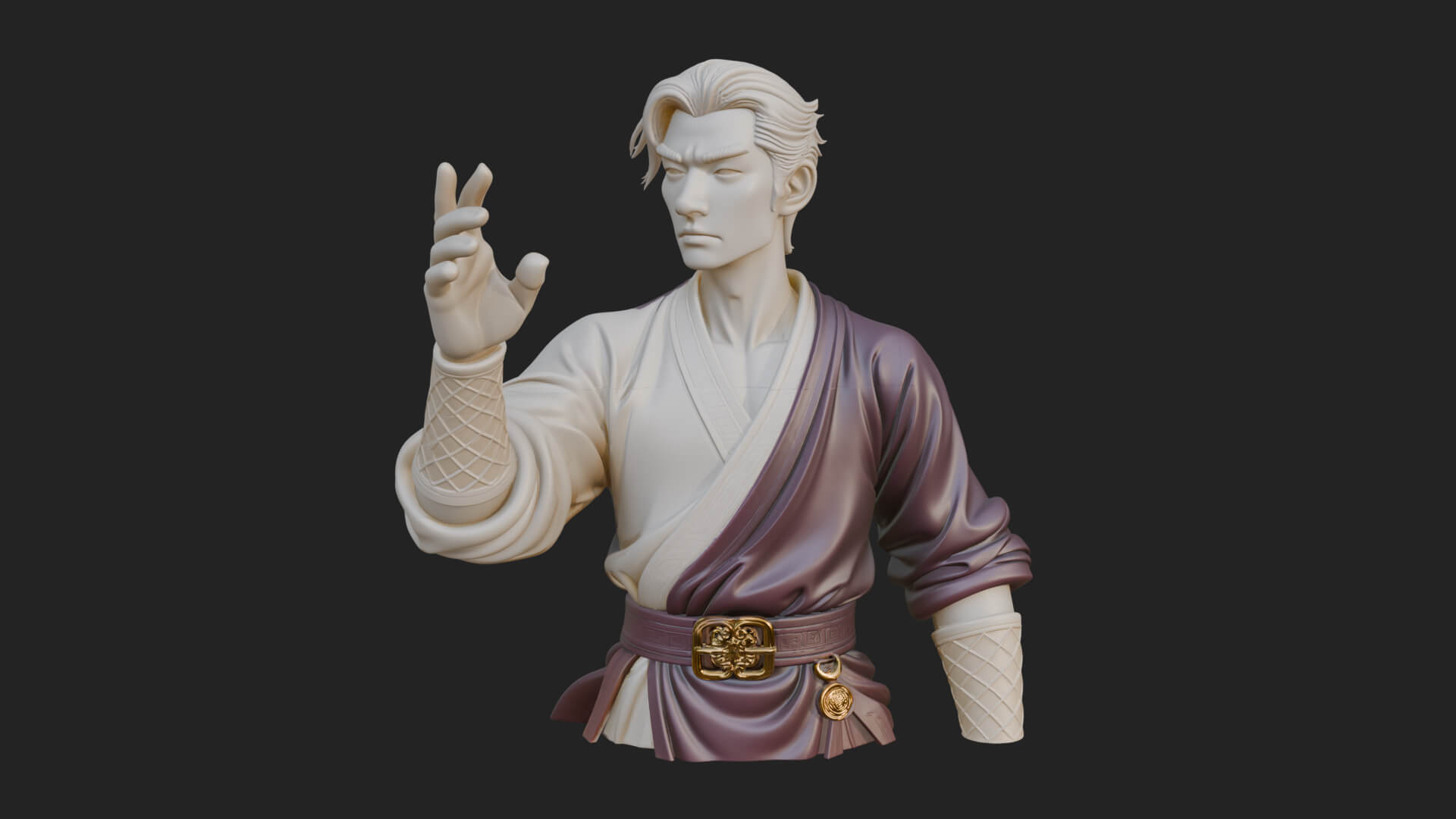 White Robe Young Master Bust Design 3 3D Print Model 3D Model