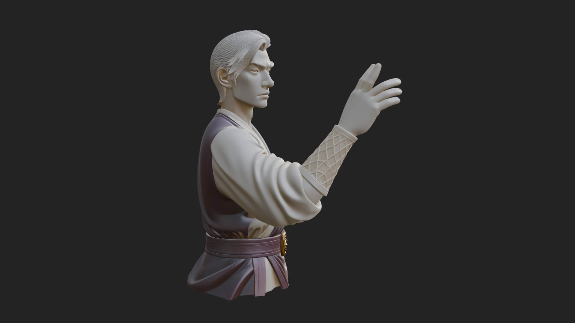 White Robe Young Master Bust Design 3 3D Print Model 3D Model