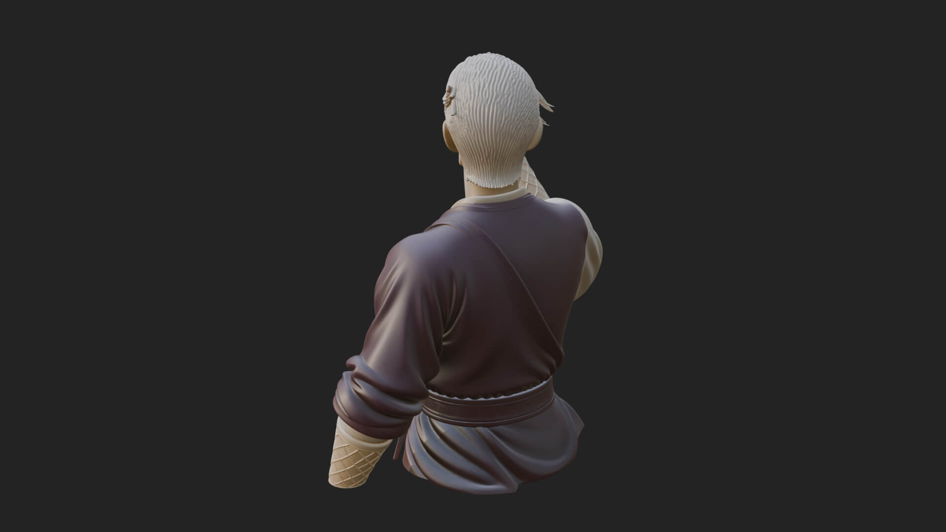 White Robe Young Master Bust Design 3 3D Print Model 3D Model