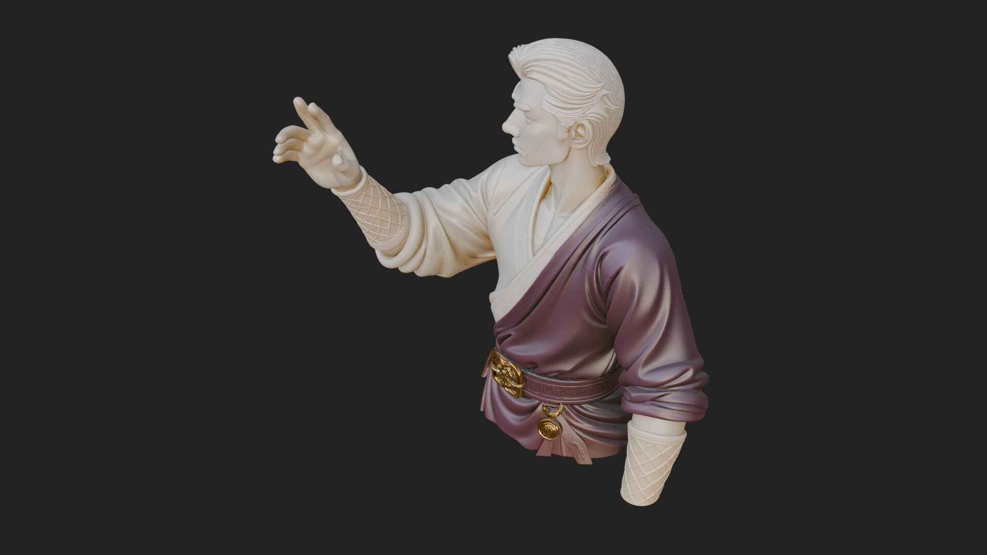 White Robe Young Master Bust Design 3 3D Print Model 3D Model