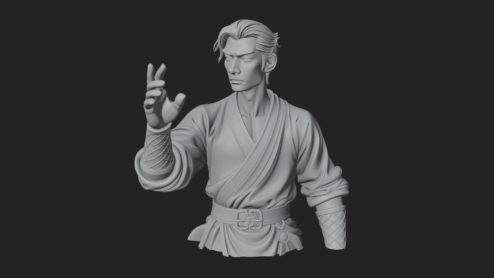 White Robe Young Master Bust Design 3 3D Print Model 3D Model
