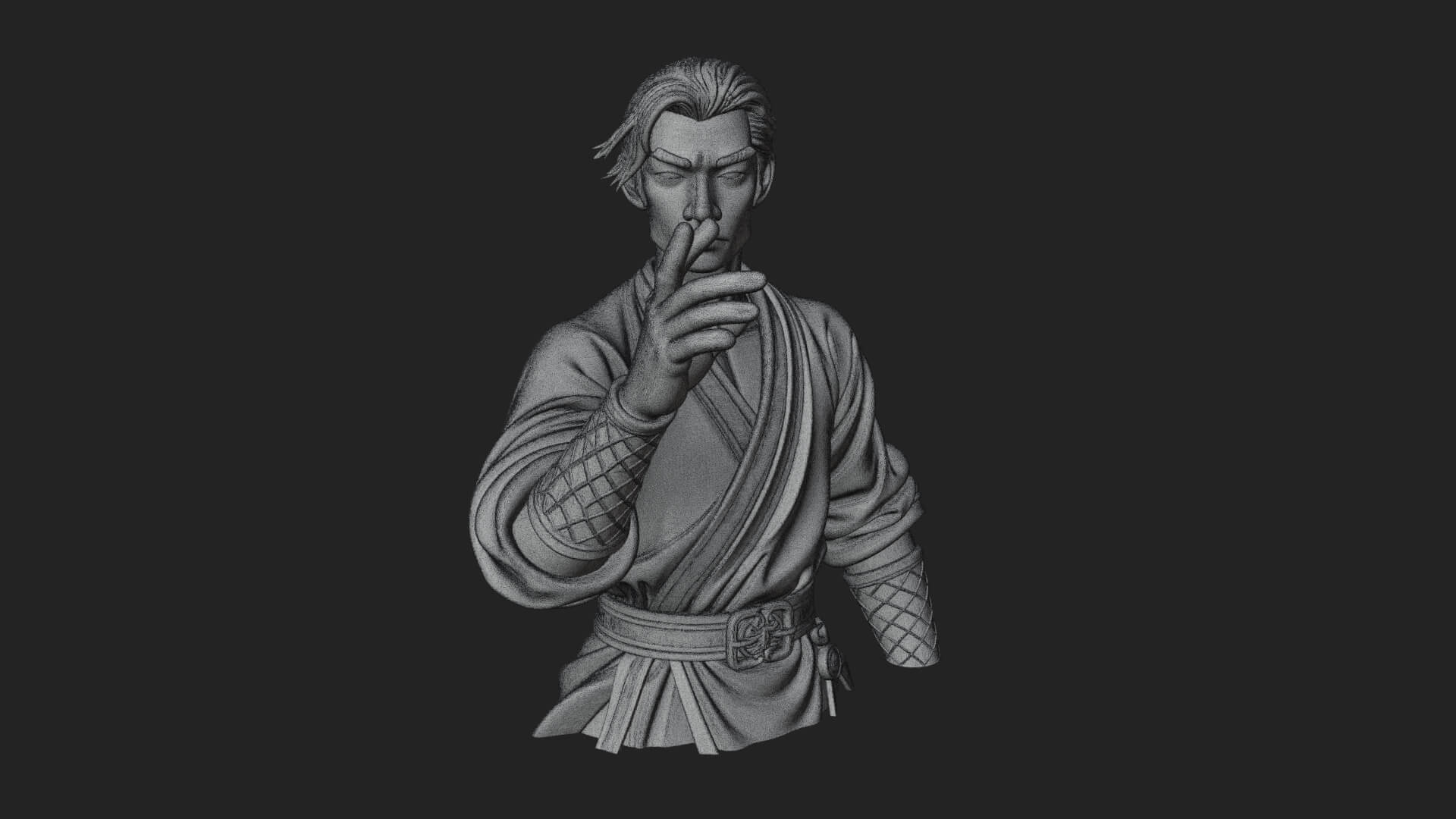 White Robe Young Master Bust Design 3 3D Print Model 3D Model