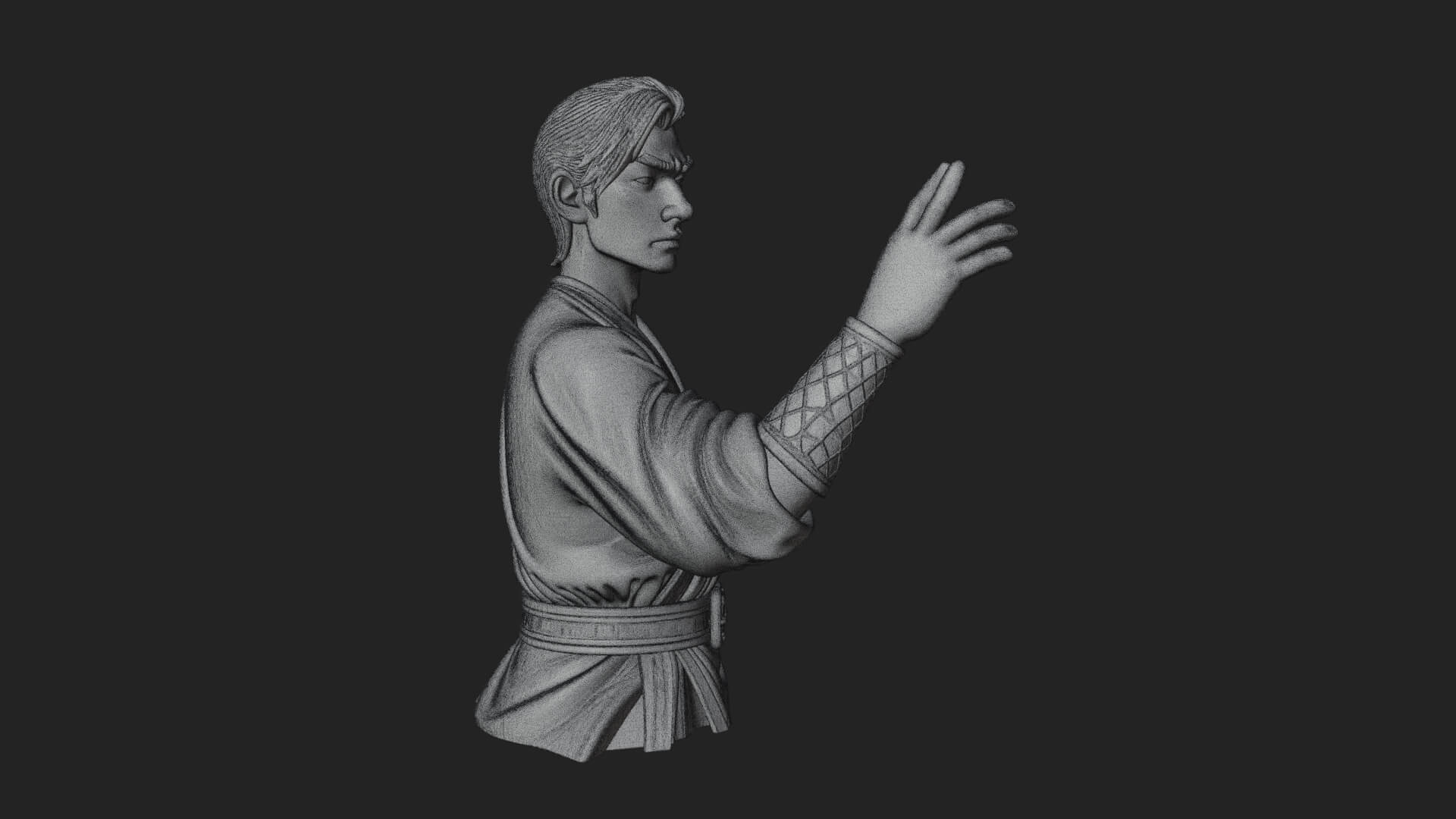White Robe Young Master Bust Design 3 3D Print Model 3D Model