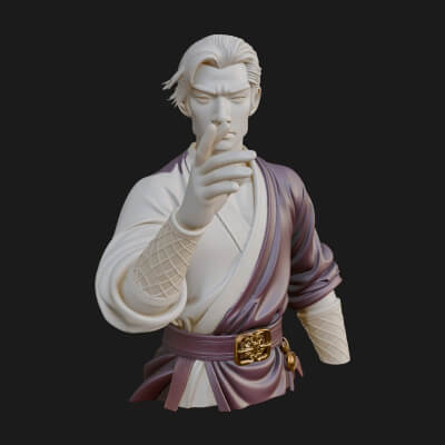 White Robe Young Master Bust Design 3 3D Print Model