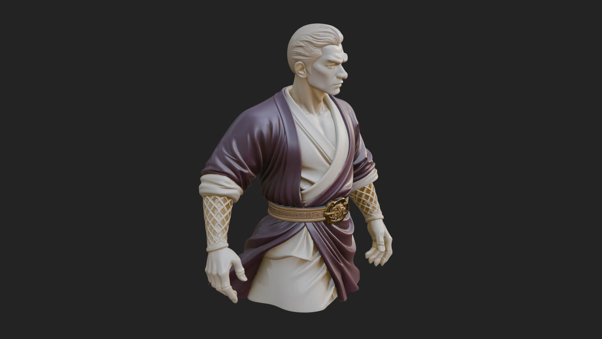 White Robe Young Master Bust Design 4 3D Print Model 3D Model