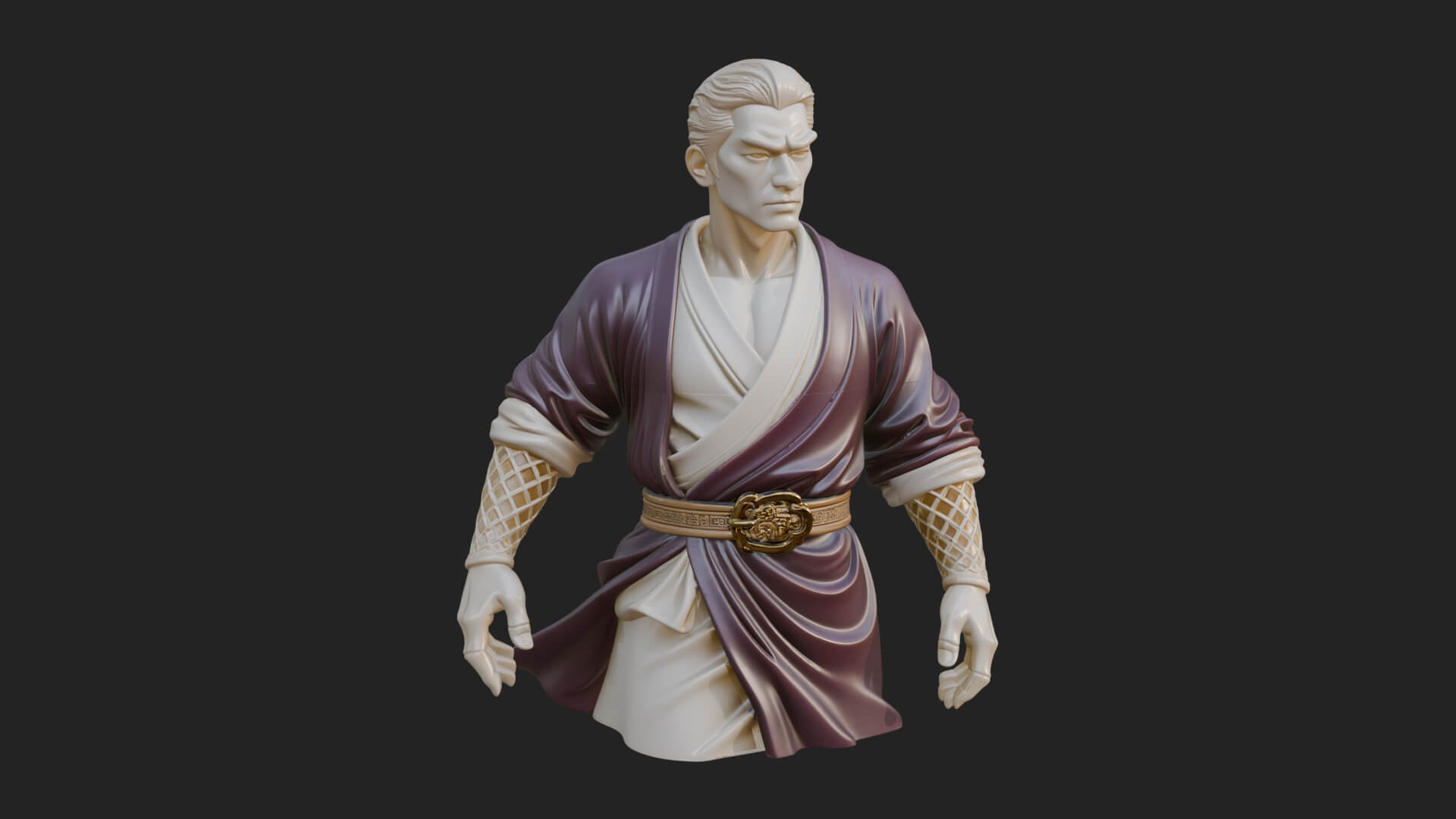 White Robe Young Master Bust Design 4 3D Print Model 3D Model
