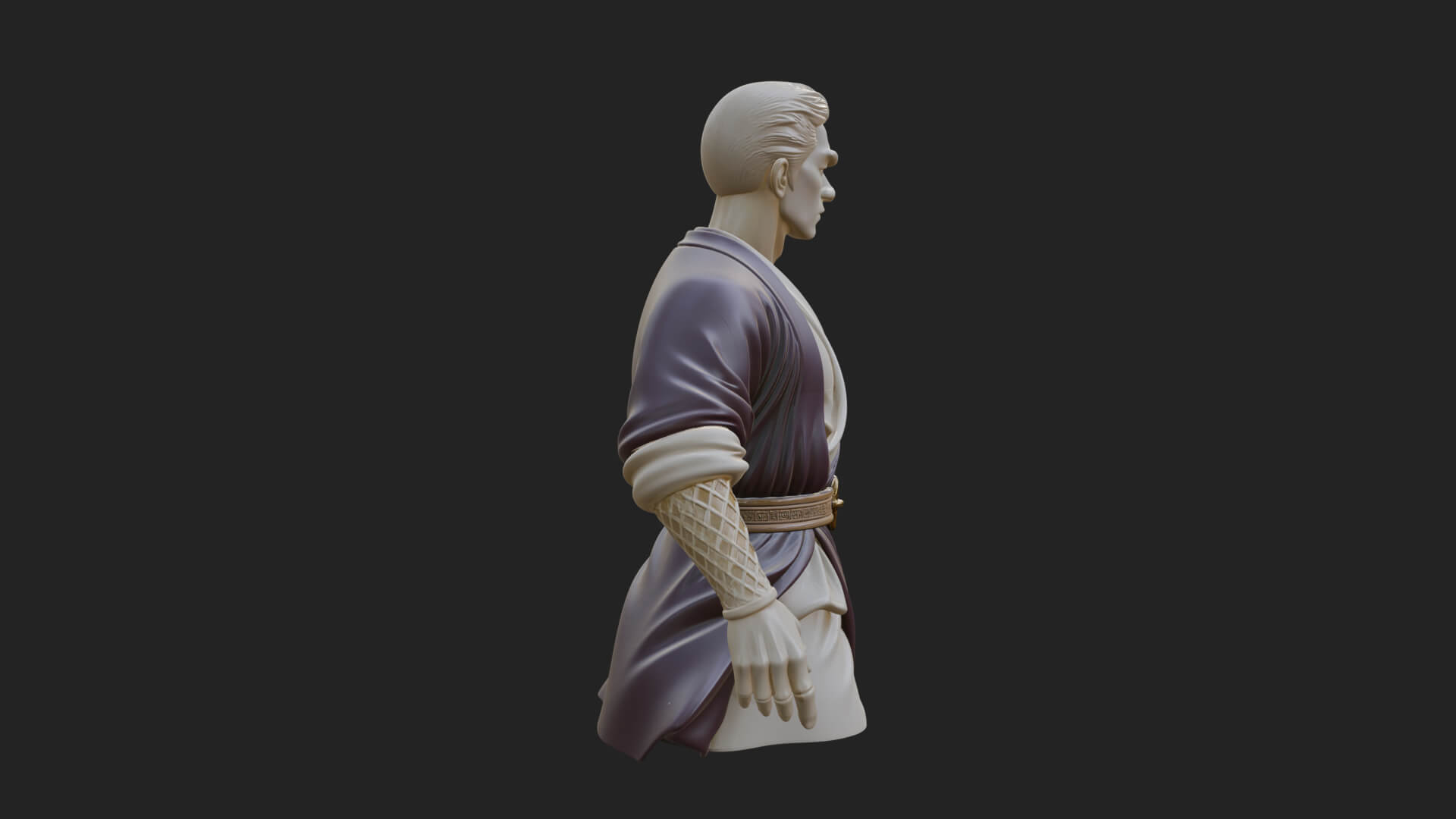 White Robe Young Master Bust Design 4 3D Print Model 3D Model