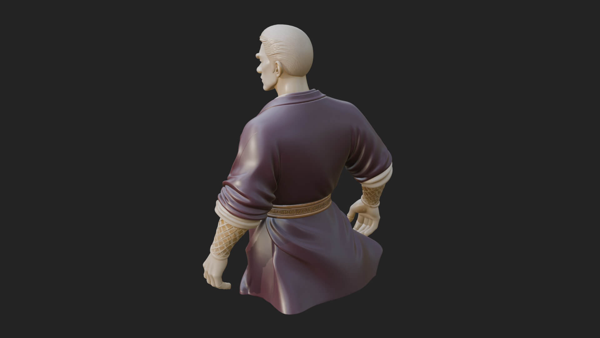 White Robe Young Master Bust Design 4 3D Print Model 3D Model