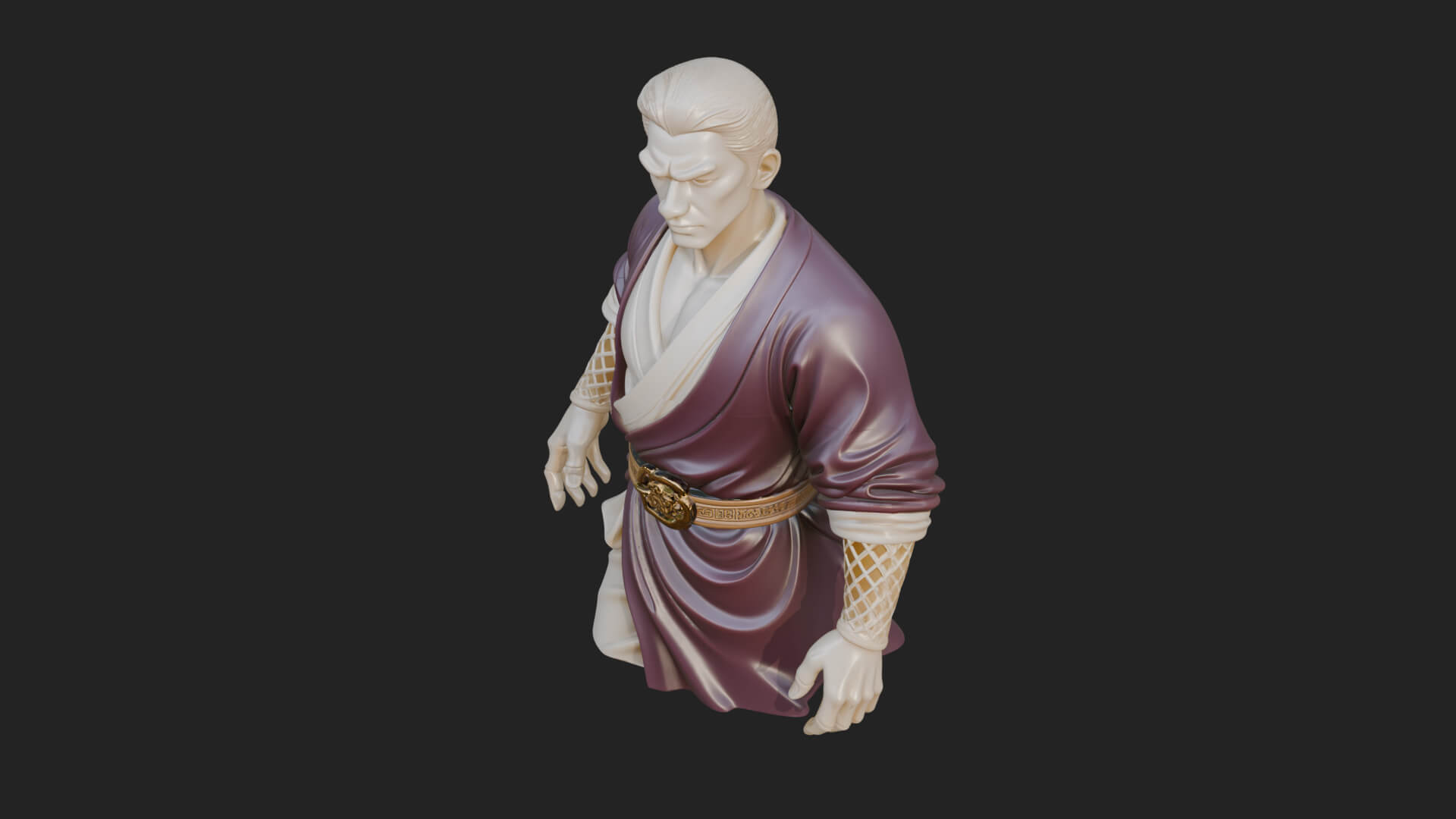 White Robe Young Master Bust Design 4 3D Print Model 3D Model