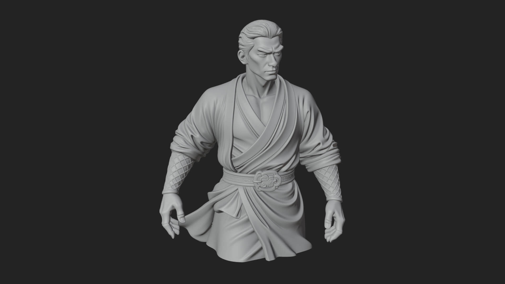 White Robe Young Master Bust Design 4 3D Print Model 3D Model