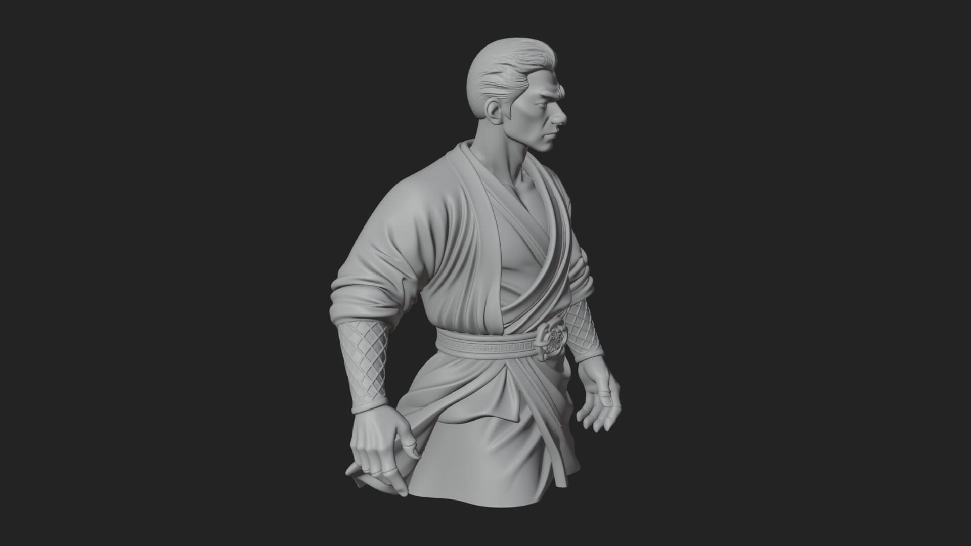 White Robe Young Master Bust Design 4 3D Print Model 3D Model