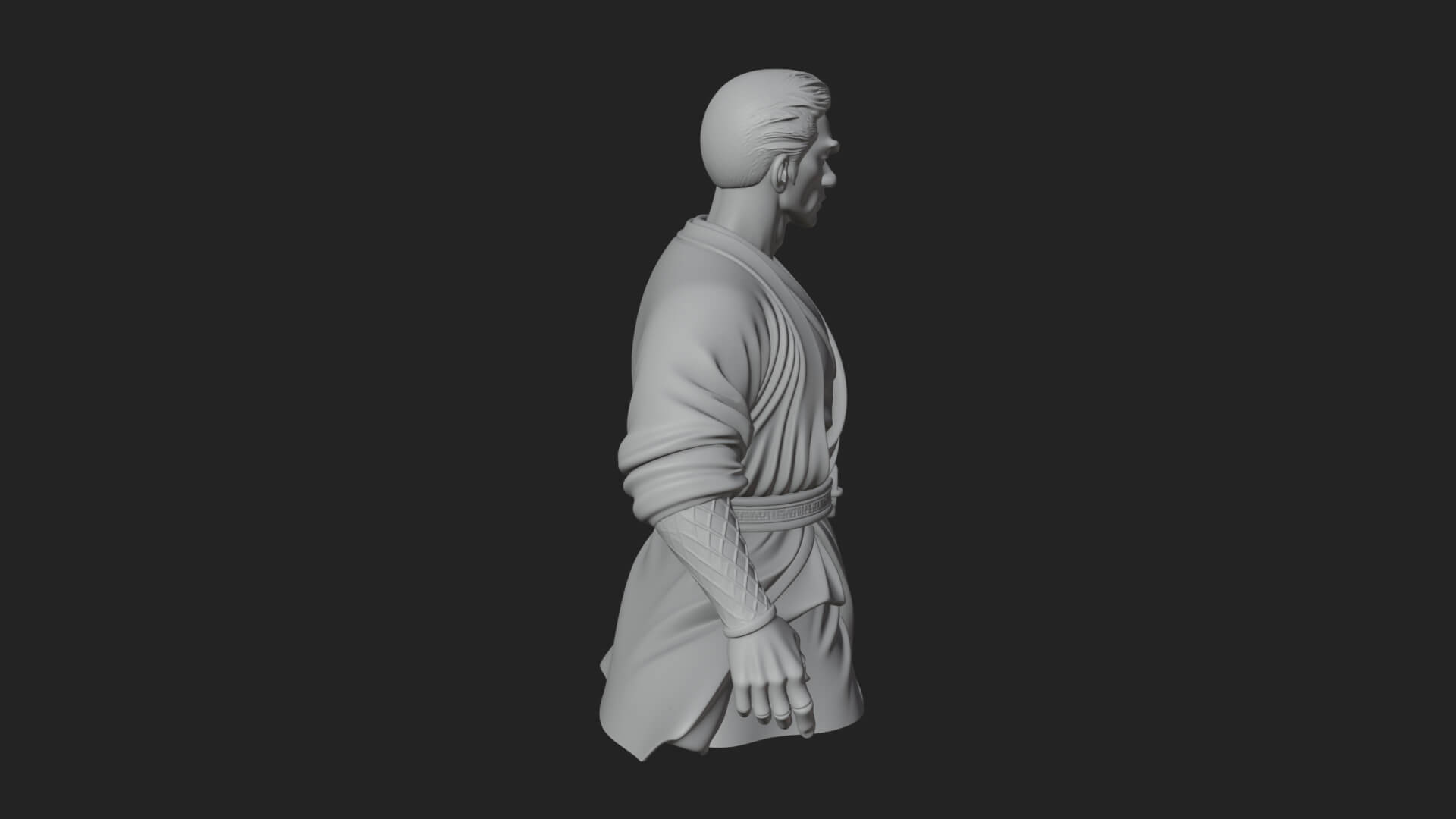 White Robe Young Master Bust Design 4 3D Print Model 3D Model