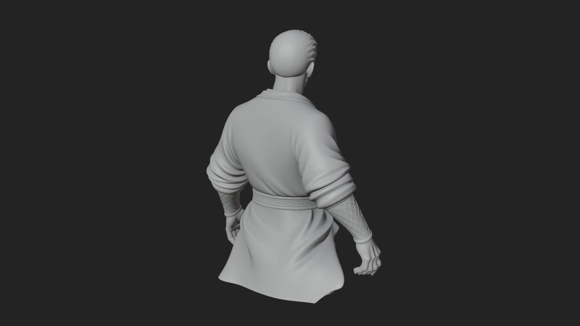 White Robe Young Master Bust Design 4 3D Print Model 3D Model