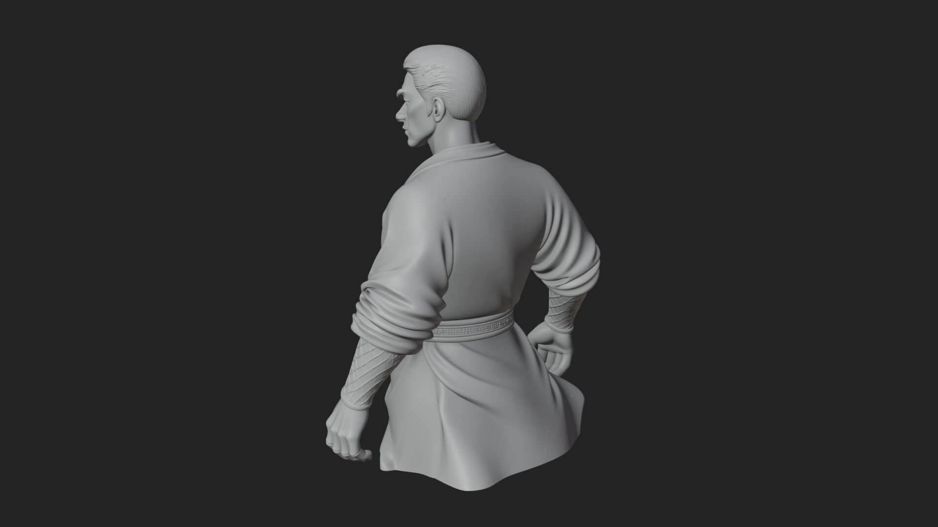 White Robe Young Master Bust Design 4 3D Print Model 3D Model