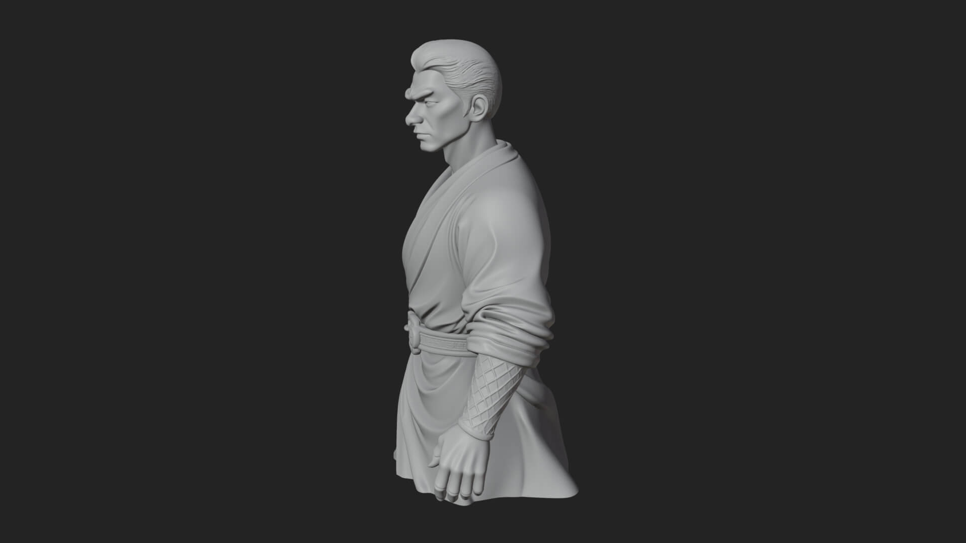 White Robe Young Master Bust Design 4 3D Print Model 3D Model