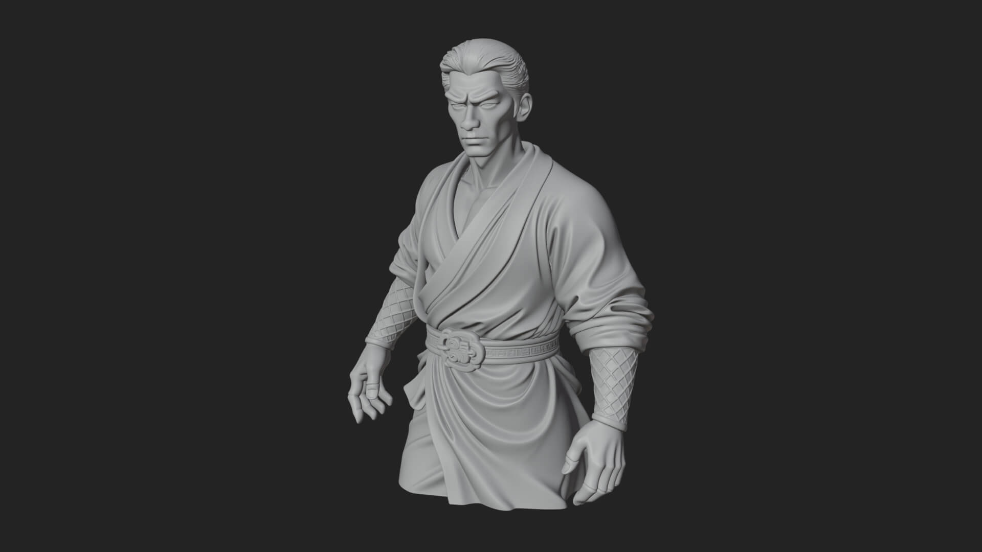 White Robe Young Master Bust Design 4 3D Print Model 3D Model