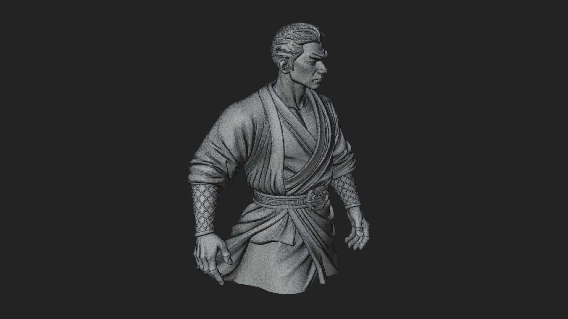 White Robe Young Master Bust Design 4 3D Print Model 3D Model