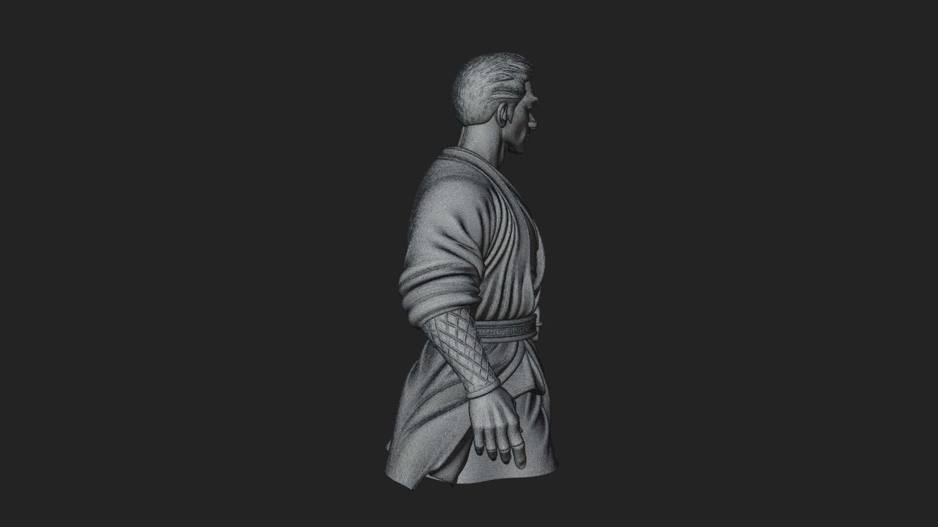 White Robe Young Master Bust Design 4 3D Print Model 3D Model