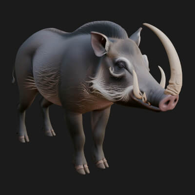 Wild Boar Statue Design 1 3D Print Model