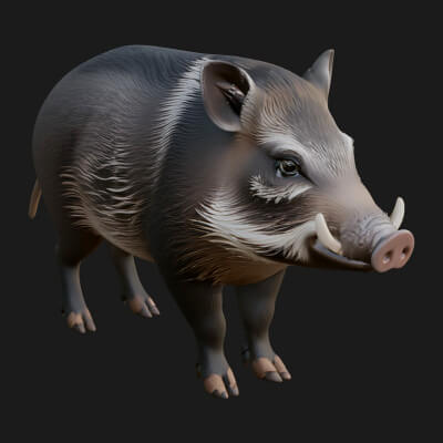 Wild Boar Statue Design 10 3D Print Model