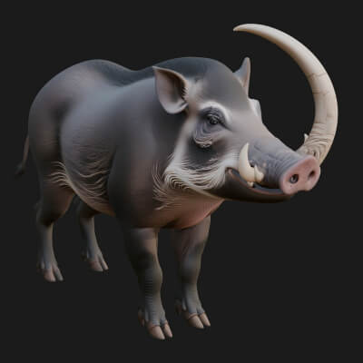 Wild Boar Statue Design 11 3D Print Model