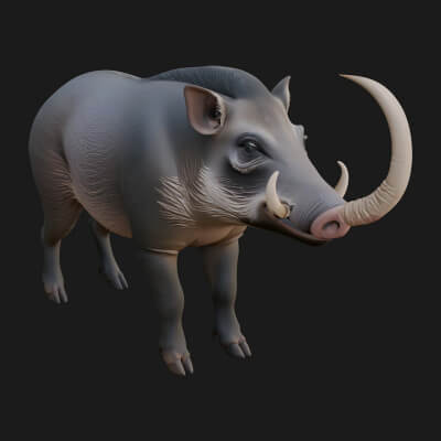Wild Boar Statue Design 12 3D Print Model