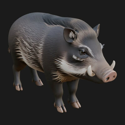 Wild Boar Statue Design 13 3D Print Model