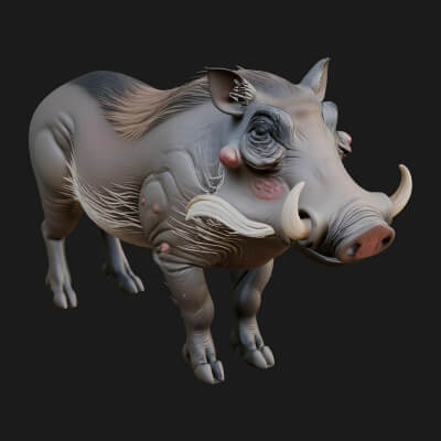 Wild Boar Statue Design 14 3D Print Model