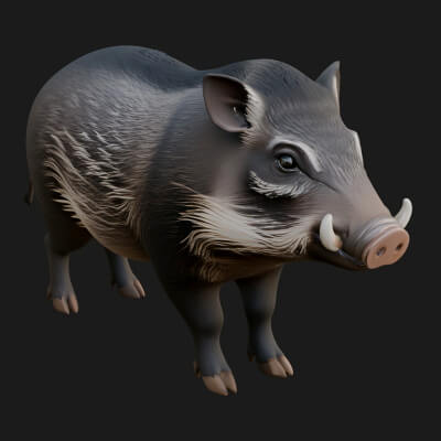 Wild Boar Statue Design 2 3D Print Model