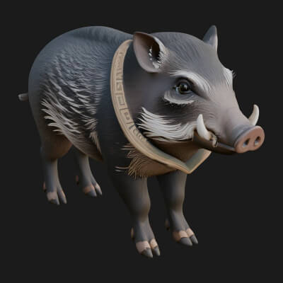 Wild Boar Statue Design 3 3D Print Model