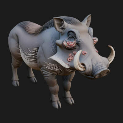 Wild Boar Statue Design 6 3D Print Model
