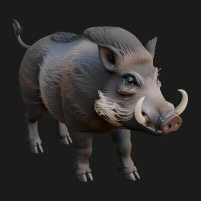 Wild Boar Statue Design 7 3D Print Model