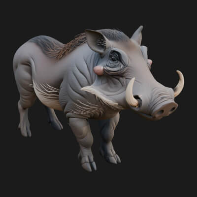 Wild Boar Statue Design 9 3D Print Model