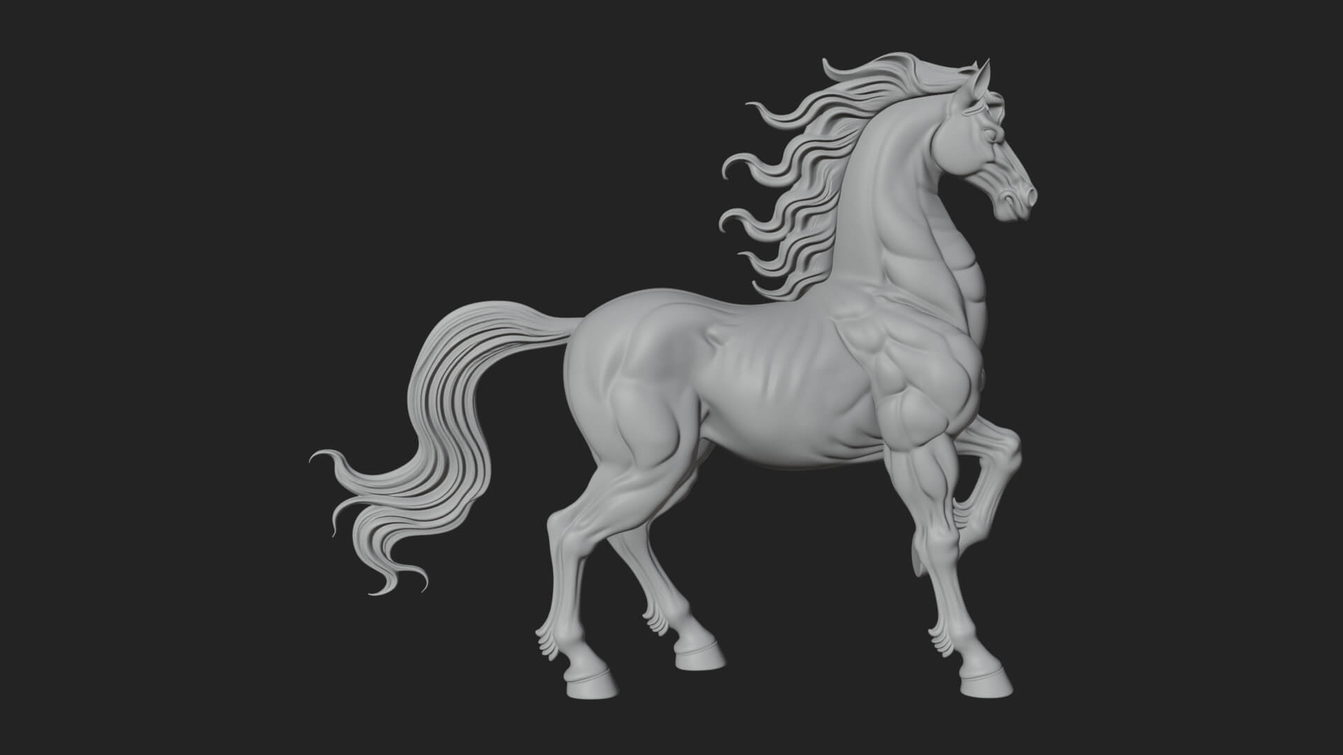 Wild Horse Statue Design 11 3D Print Model 3D Model